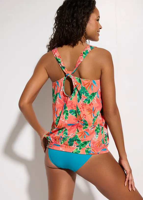 Oversize-Tankini mit besonderer Rückenlösung (2-tlg.Set) in orange von hinten (Totalaufnahme) - bonprix