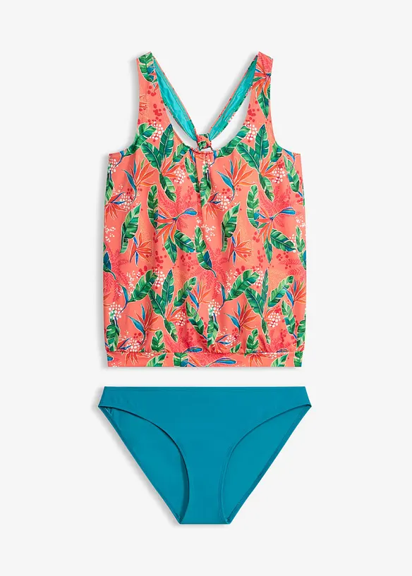 Oversize-Tankini mit besonderer Rückenlösung (2-tlg.Set) in orange von vorne - bonprix