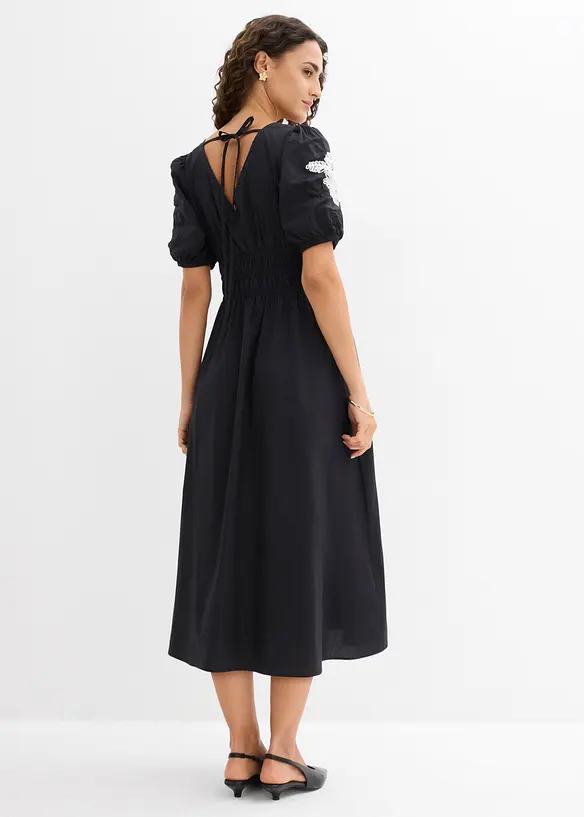 Midikleid mit Stickerei in schwarz von hinten (Totalaufnahme) - bonprix Midikleid mit Stickerei in schwarz von hinten (Totalaufnahme) - bonprix