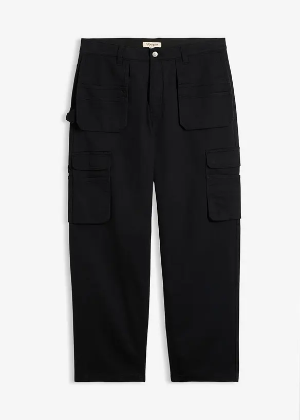 Workwear-Hose mit praktischen Handwerkertaschen in schwarz von vorne - bonprix