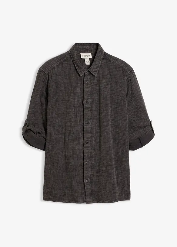 Hemd aus weichem Musselin in schwarz von vorne - bonprix Hemd aus weichem Musselin in schwarz von vorne - bonprix