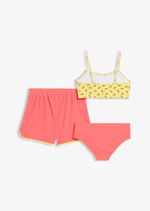 Bikini und Shorts (3-tlg.Set) in pink von hinten - bonprix