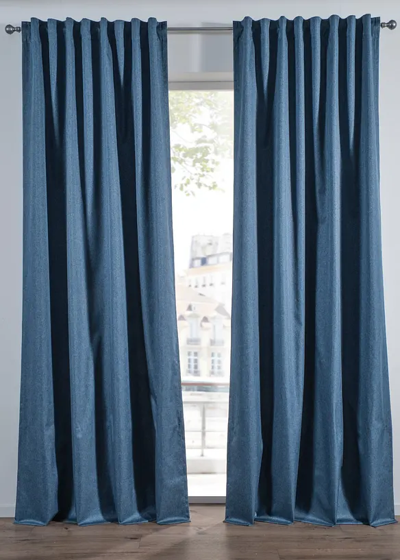 Thermo-Verdunkelungsvorhang mit Struktur und beschichteter Rückseite (1er Pack) in blau - bonprix