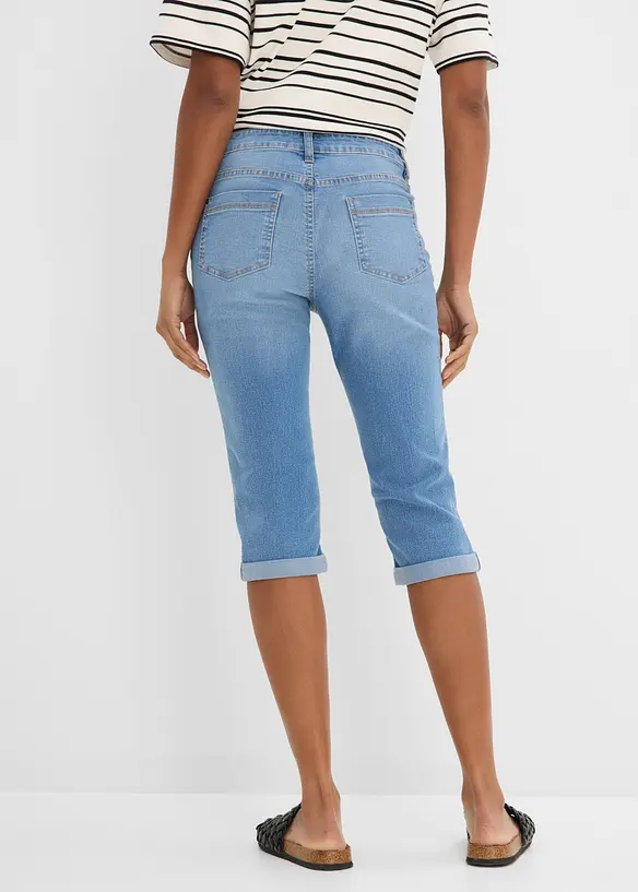 Straight Jeans Mid Waist, cropped in blau von hinten - bonprix