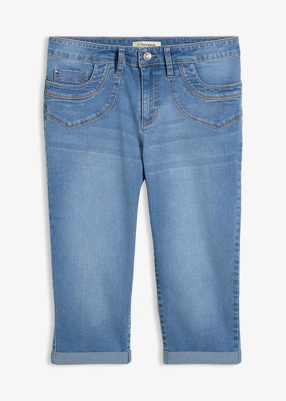 Straight Jeans Mid Waist, cropped in blau von vorne - bonprix