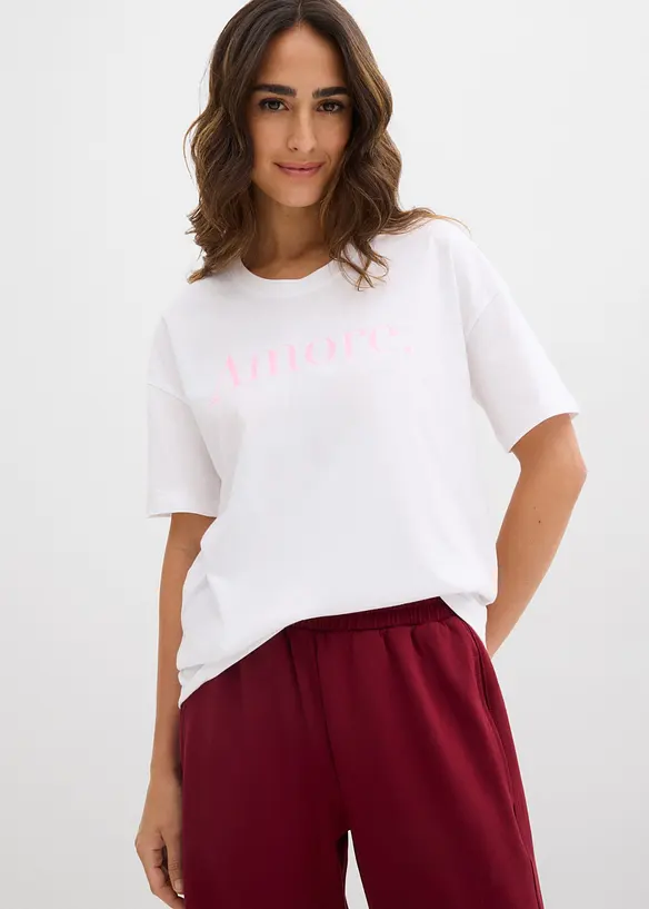 T-Shirt aus reiner Bio-Baumwolle in weiß von vorne (im Anschnitt) - bonprix T-Shirt aus reiner Bio-Baumwolle in weiß von vorne (im Anschnitt) - bonprix