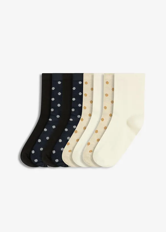 Halbsocken mit Lurex und Bio-Baumwolle (8er Pack) in schwarz von vorne - bonprix