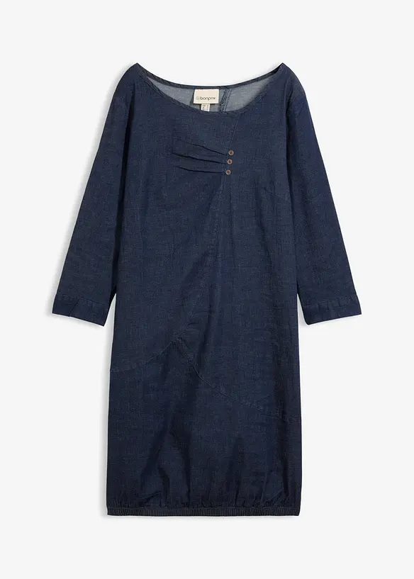 Stretch-Jeanskleid in blau von vorne - bonprix