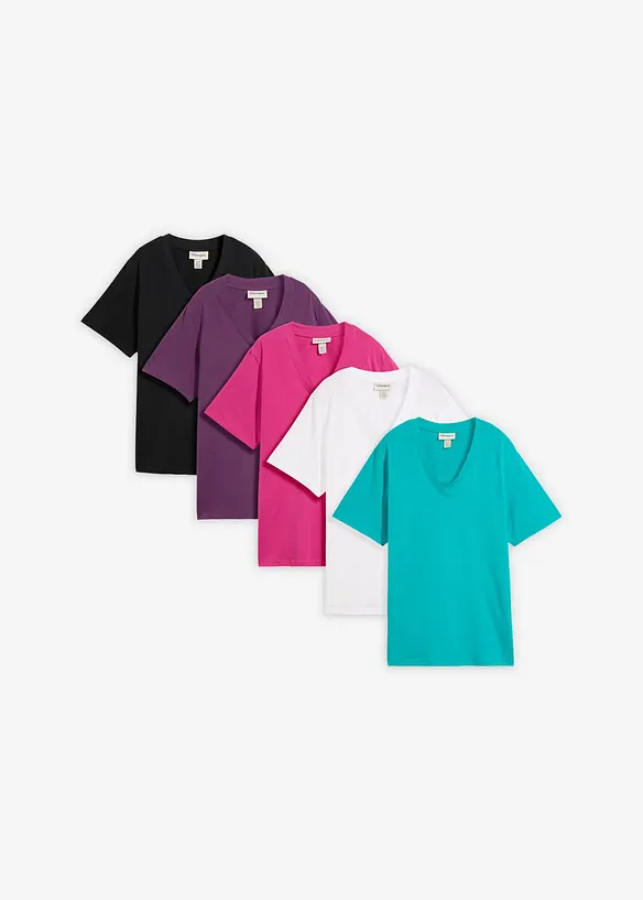 Longshirt (5er Pack) in grün von vorne - bonprix
