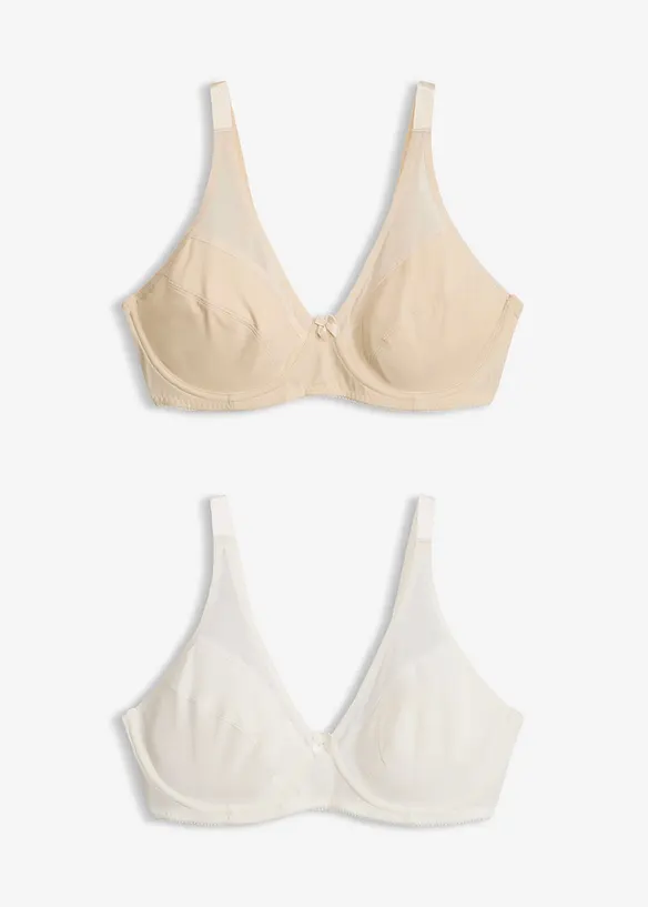 Bügel-BH mit Mesh (2er Pack) in beige von vorne - bonprix
