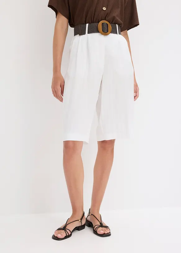Bermuda-Shorts mit Gürtel (2-tlg. Set) in weiß von vorne - bonprix Bermuda-Shorts mit Gürtel (2-tlg. Set) in weiß von vorne - bonprix