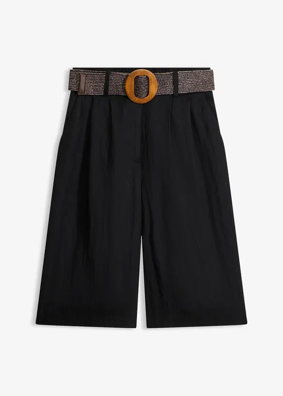 Bermuda-Shorts mit Gürtel (2-tlg. Set) in schwarz von vorne - bonprix Bermuda-Shorts mit Gürtel (2-tlg. Set) in schwarz von vorne - bonprix