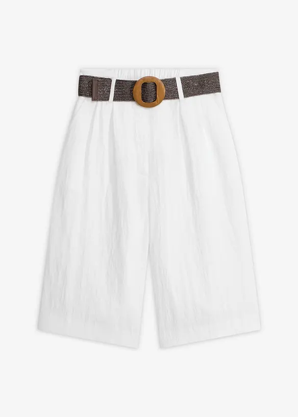Bermuda-Shorts mit Gürtel (2-tlg. Set) in weiß von vorne - bonprix Bermuda-Shorts mit Gürtel (2-tlg. Set) in weiß von vorne - bonprix