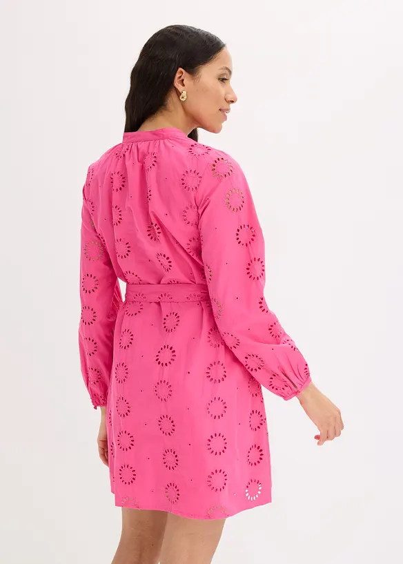 Blusenkleid aus reiner Bio-Baumwolle in pink von hinten (Totalaufnahme) - bonprix