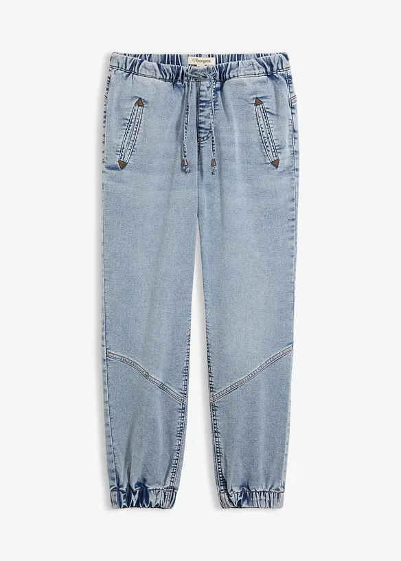 Jogg Jeans Mid Waist, stretch in blau von vorne - bonprix Jogg Jeans Mid Waist, stretch in blau von vorne - bonprix