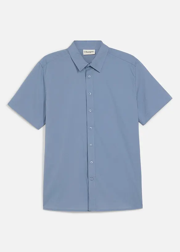 Stretch-Kurzarmhemd in Slim Fit in blau von vorne - bonprix