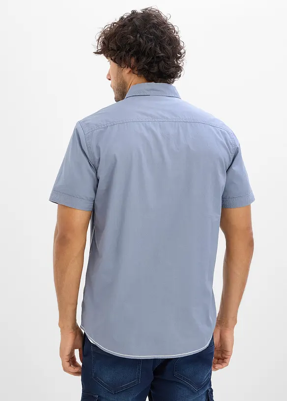 Kurzarmhemd mit Druck in blau von hinten (im Anschnitt) - bonprix