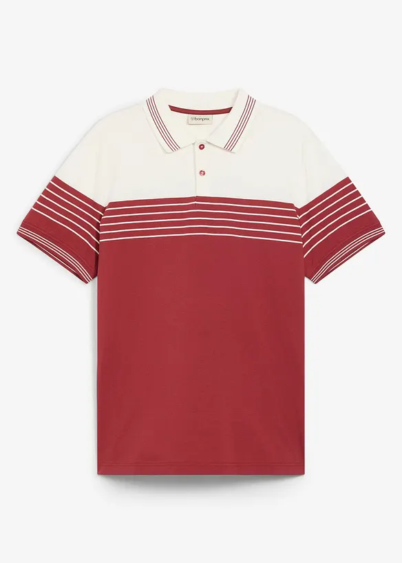 Jersey Poloshirt aus reiner Baumwolle in weiß von vorne - bonprix