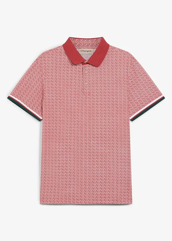 Jersey Poloshirt aus reiner Bio-Baumwolle, Kurzarm in rot von vorne - bonprix