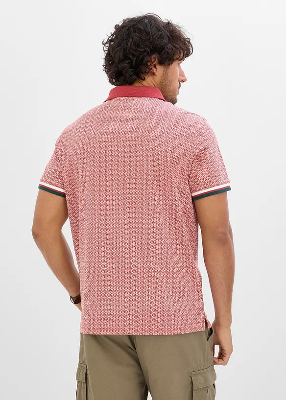 Jersey Poloshirt aus reiner Bio-Baumwolle, Kurzarm in rot von hinten (im Anschnitt) - bonprix