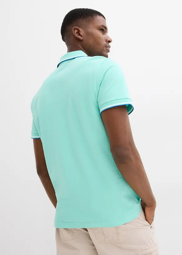 Piqué-Poloshirt aus reiner Bio-Baumwolle in grün von hinten (im Anschnitt) - bonprix