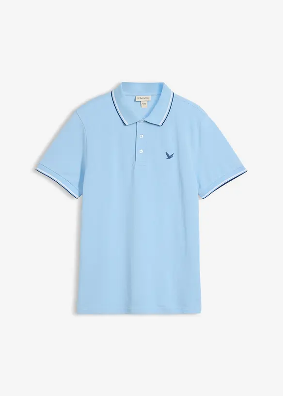 Piqué-Poloshirt aus reiner Bio-Baumwolle in blau von vorne - bonprix