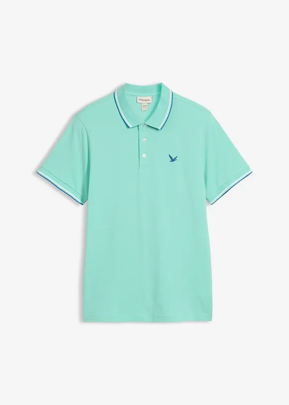 Piqué-Poloshirt aus reiner Bio-Baumwolle in grün von vorne - bonprix