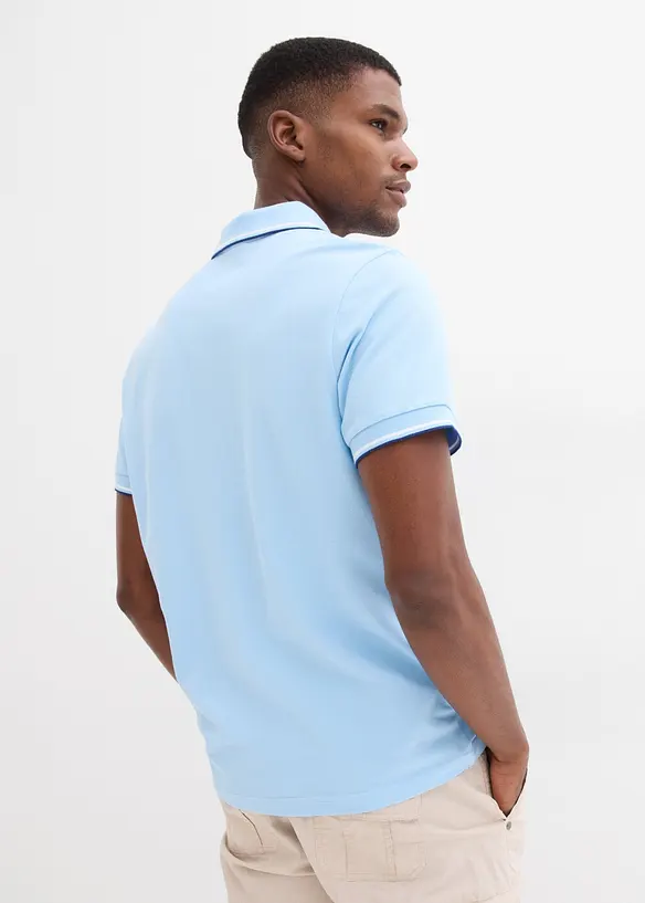Piqué-Poloshirt aus reiner Bio-Baumwolle in blau von hinten (im Anschnitt) - bonprix