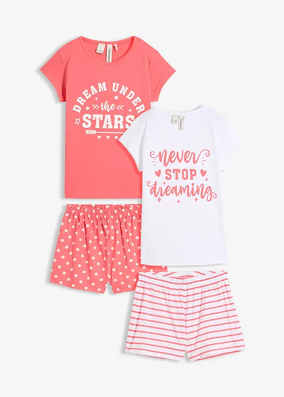 Shorty aus reiner Baumwolle (4-tlg. Set) in weiß von vorne - bonprix