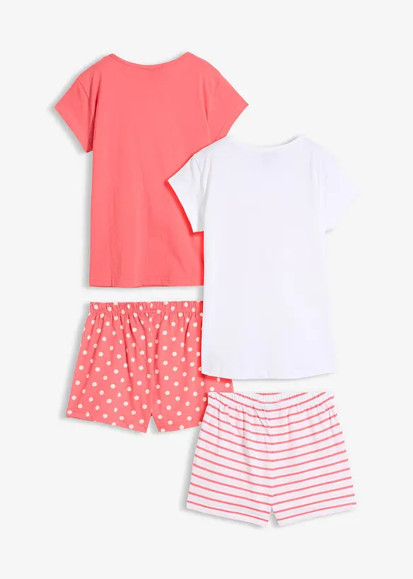 Shorty aus reiner Baumwolle (4-tlg. Set) in weiß von hinten - bonprix