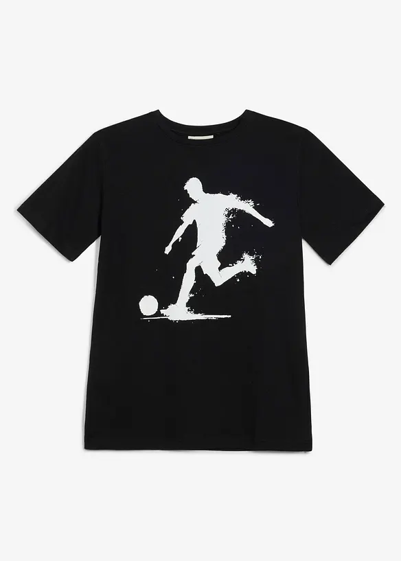 T-Shirt aus reiner Bio-Baumwolle in schwarz von vorne - bonprix