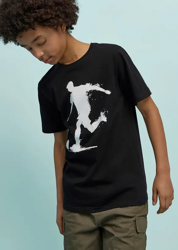 T-Shirt aus reiner Bio-Baumwolle in schwarz von vorne (im Anschnitt) - bonprix