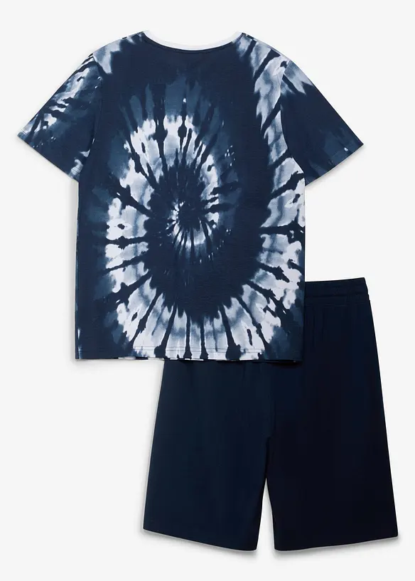 T-Shirt und Jersey-Bermuda (2-tlg.Set) in blau von hinten - bonprix