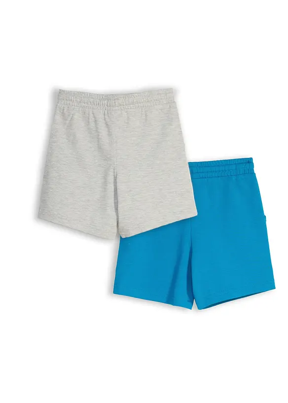 Heavy-Jersey-Shorts (2er Pack) mit Baumwolle in grau von hinten - bonprix