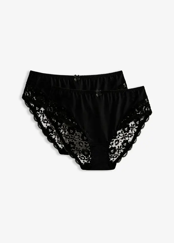 Maxislip (2er-Pack) in schwarz von vorne - bonprix