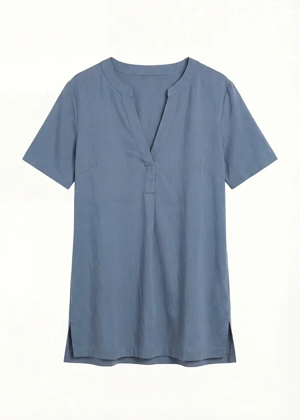 Long-Tunika aus reiner Viskose in blau von vorne - bonprix