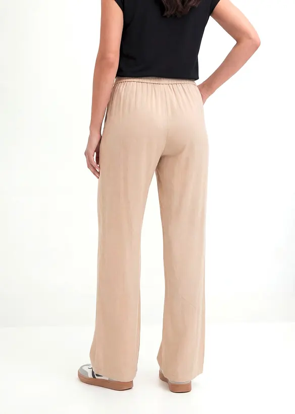 Palazzo-Hose aus softer Viskose in beige von hinten - bonprix