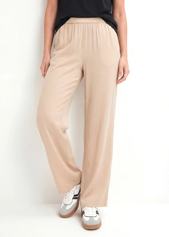 Palazzo-Hose aus softer Viskose in beige von vorne - bonprix