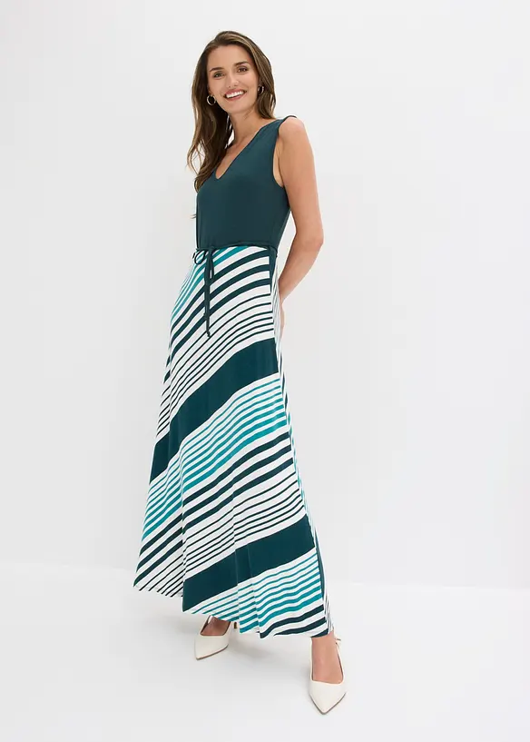 Maxikleid aus softem Viskose-Mix in grün von vorne (Totalaufnahme) - bonprix Maxikleid aus softem Viskose-Mix in grün von vorne (Totalaufnahme) - bonprix