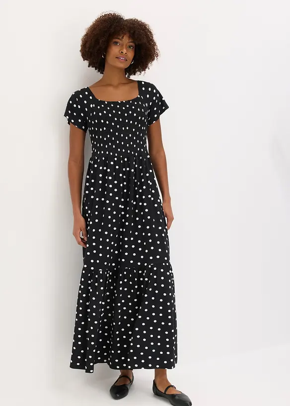 Maxikleid aus fließender Viskose in schwarz von vorne (Totalaufnahme) - bonprix Maxikleid aus fließender Viskose in schwarz von vorne (Totalaufnahme) - bonprix