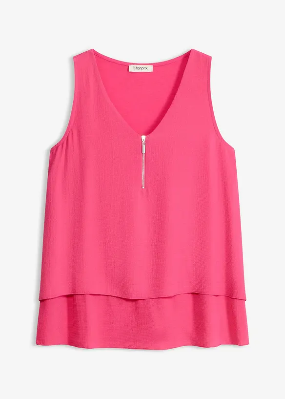 Top mit Zipper in pink von vorne - bonprix