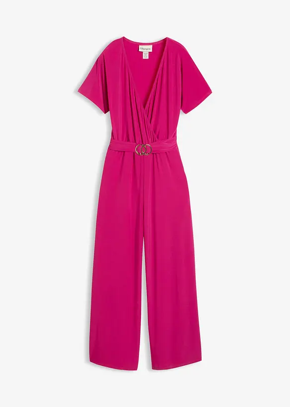 Jersey-Jumpsuit in pink von vorne - bonprix