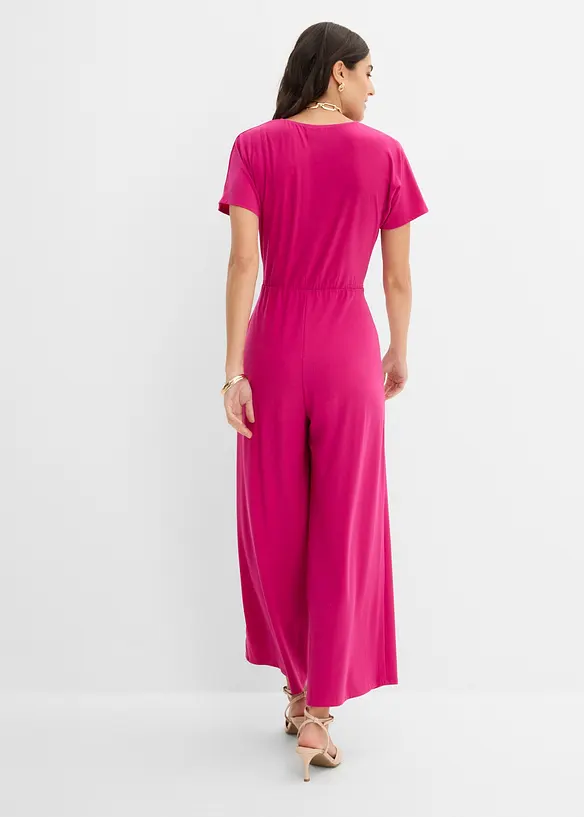 Jersey-Jumpsuit in pink von hinten (Totalaufnahme) - bonprix