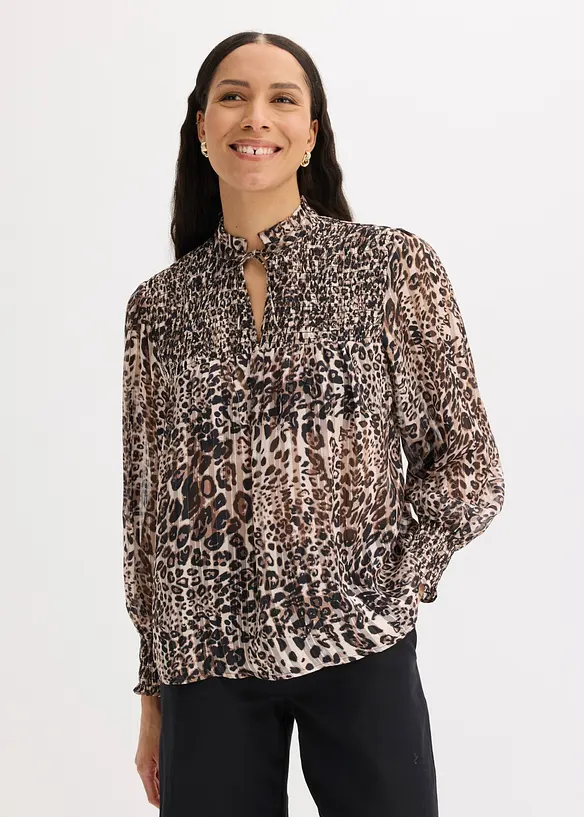 Bluse in beige von vorne (im Anschnitt) - bonprix