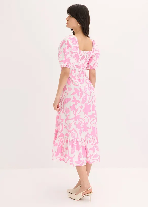 Midikleid aus reiner Bio-Baumwolle in weiß von hinten (Totalaufnahme) - bonprix Midikleid aus reiner Bio-Baumwolle in weiß von hinten (Totalaufnahme) - bonprix