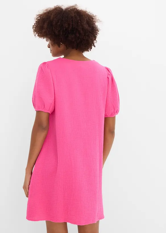Kurzes Kleid aus Musselin in pink von hinten (Totalaufnahme) - bonprix