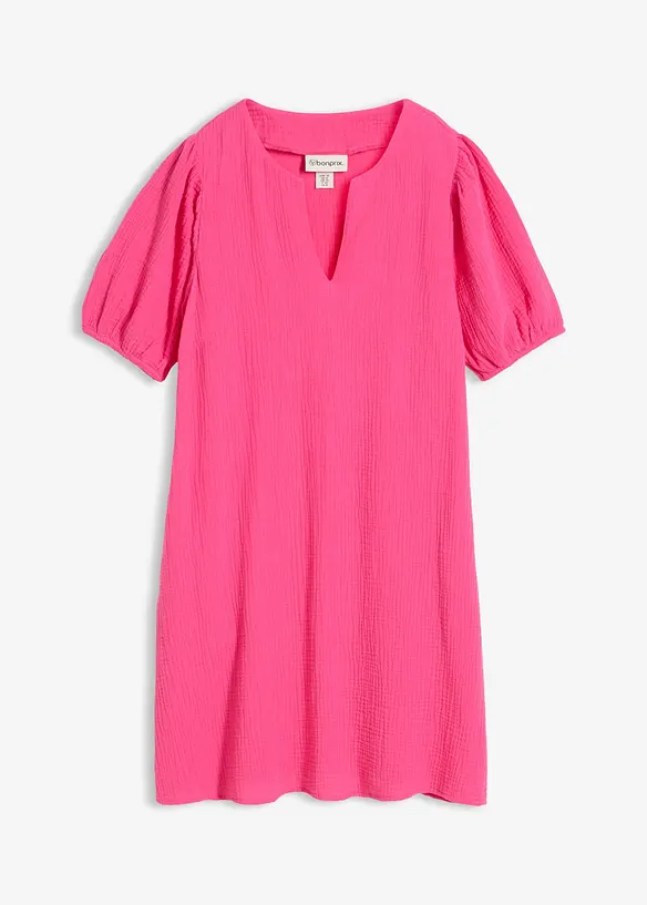 Kurzes Kleid aus Musselin in pink von vorne - bonprix
