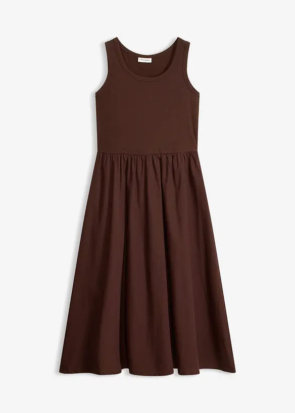 Jerseykleid im Materialmix in braun von vorne - bonprix Jerseykleid im Materialmix in braun von vorne - bonprix