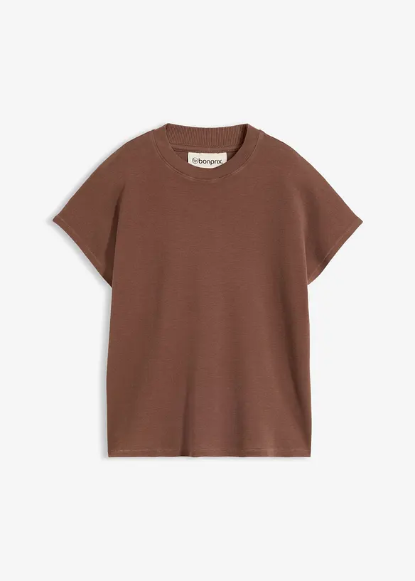 T-Shirt aus reiner Bio-Baumwolle in braun von vorne - bonprix