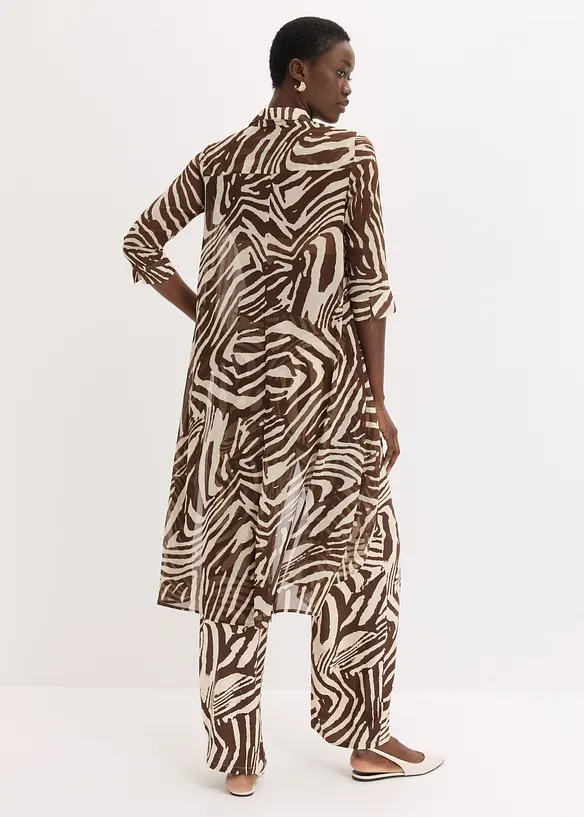 Chiffon-Longbluse in braun von hinten (im Anschnitt) - bonprix